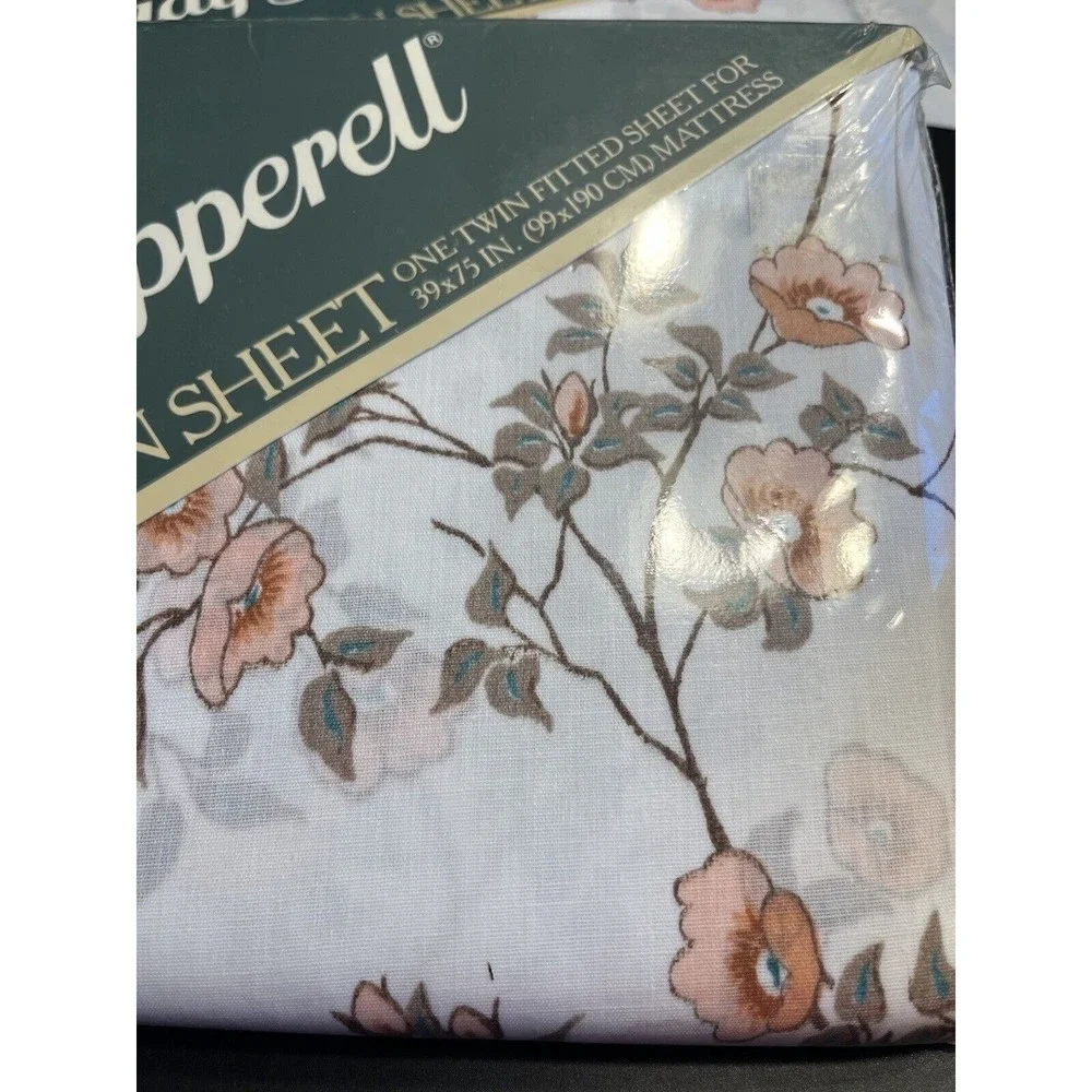 3 NOS Vtg Lady Pepperrel Floral Japanese Garden Twin Sheets USA
